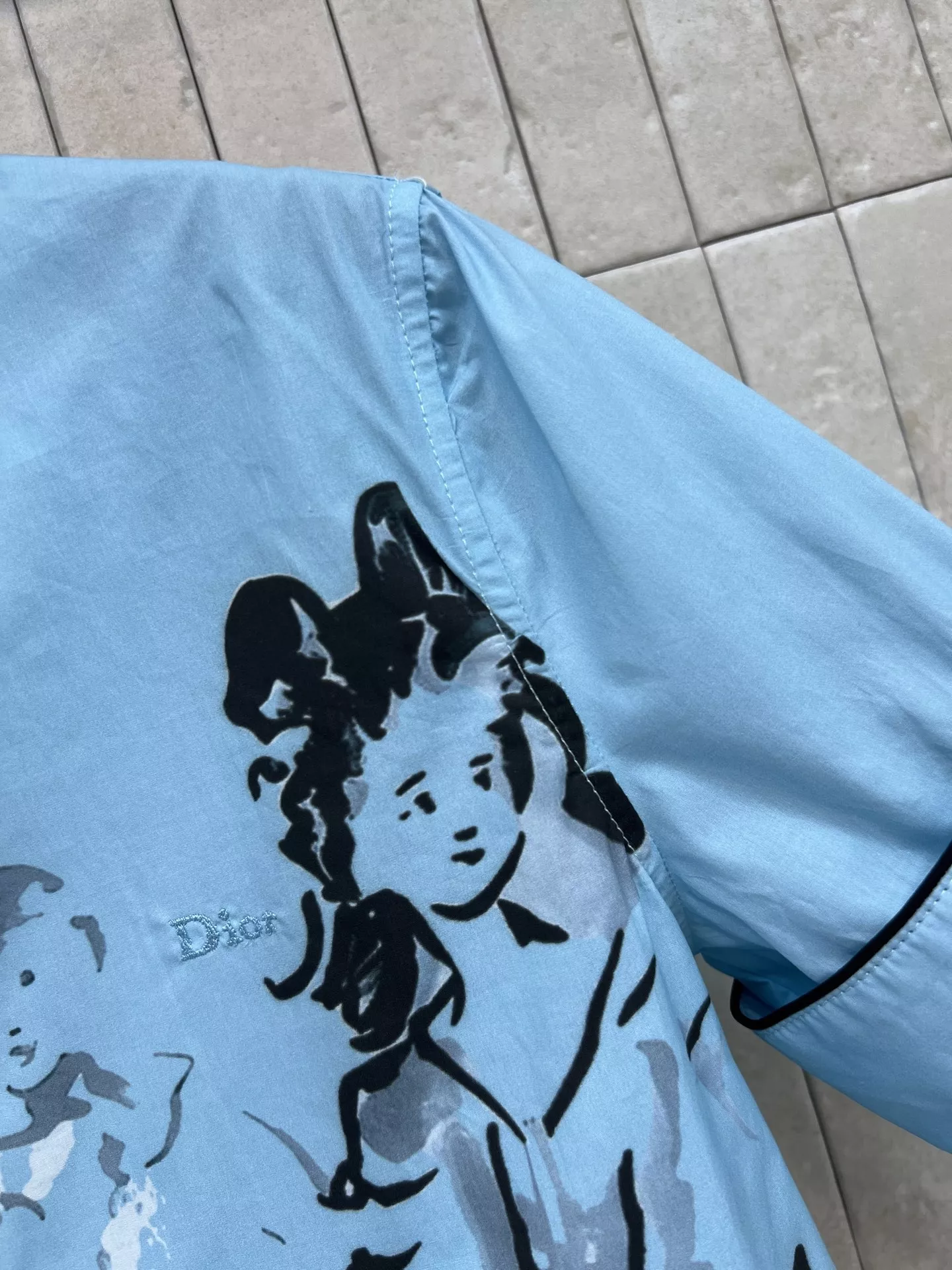 디올 블루 프린트 반소매 셔츠 상세 이미지 5