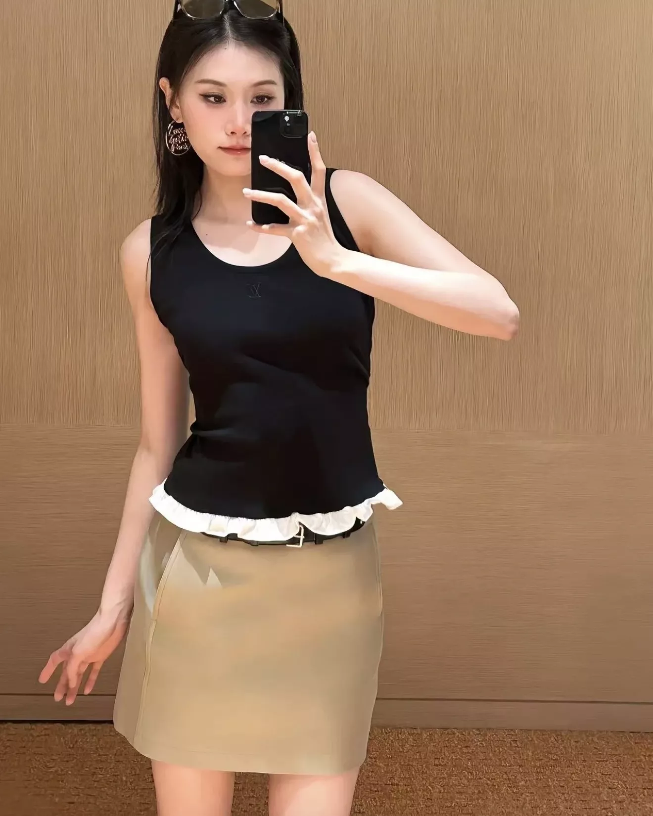 로에베 카키 하이웨이스트 미니 스커트 상세 이미지 19