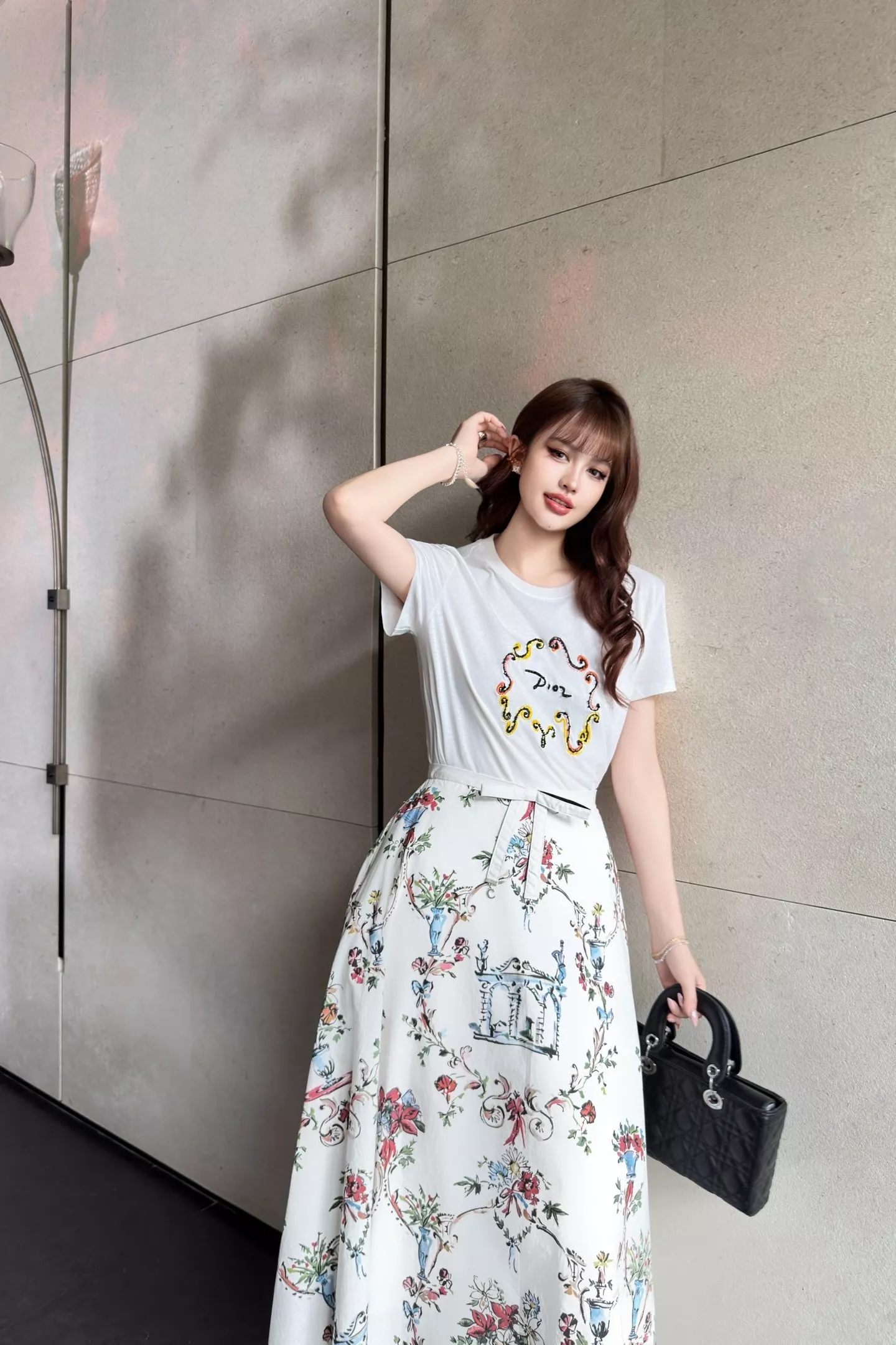 디올 플라워 프린트 하이웨이스트 A라인 스커트 상세 이미지 25