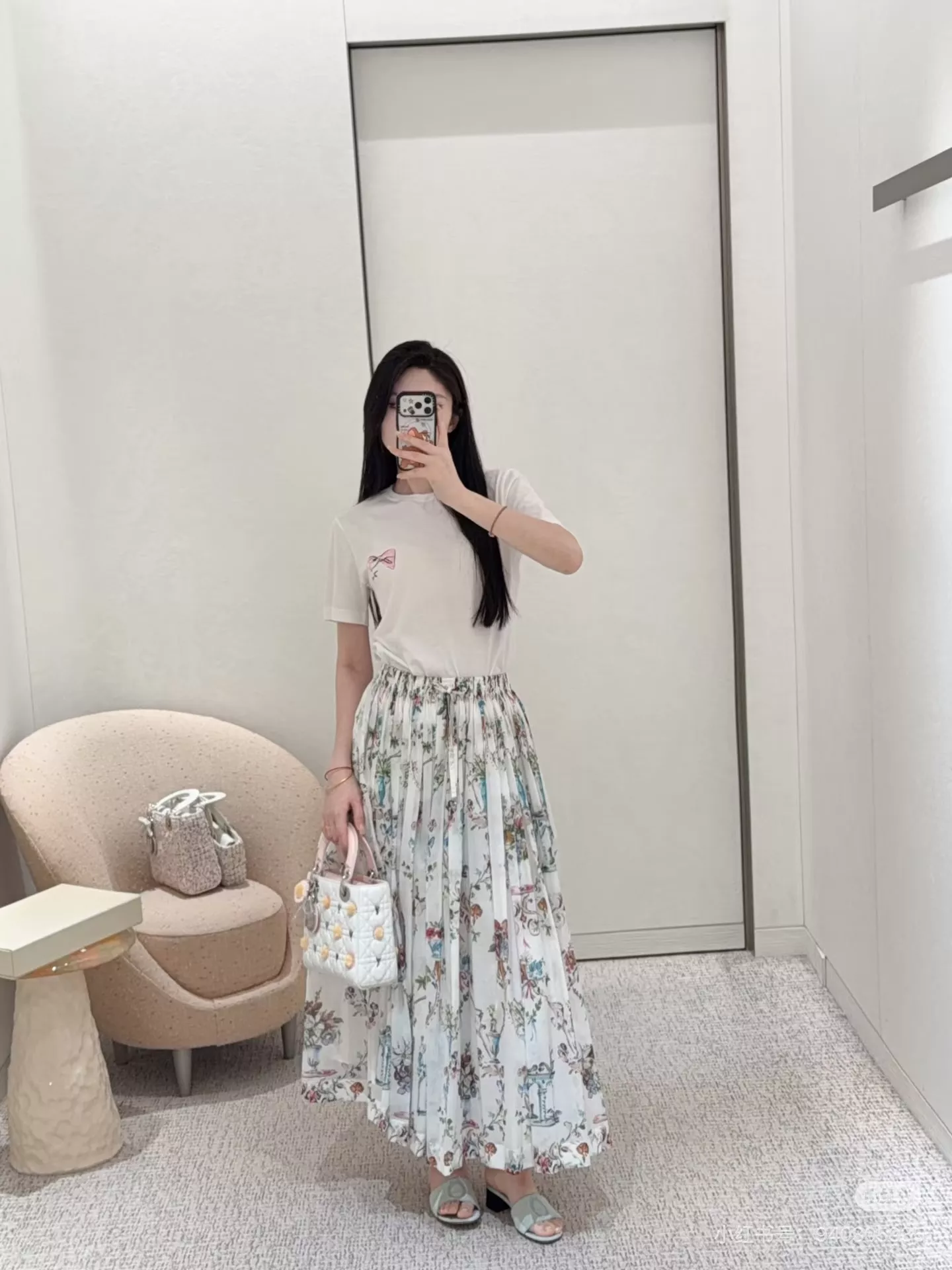 디올 플라워 프린트 플리츠 롱 스커트 상세 이미지 20