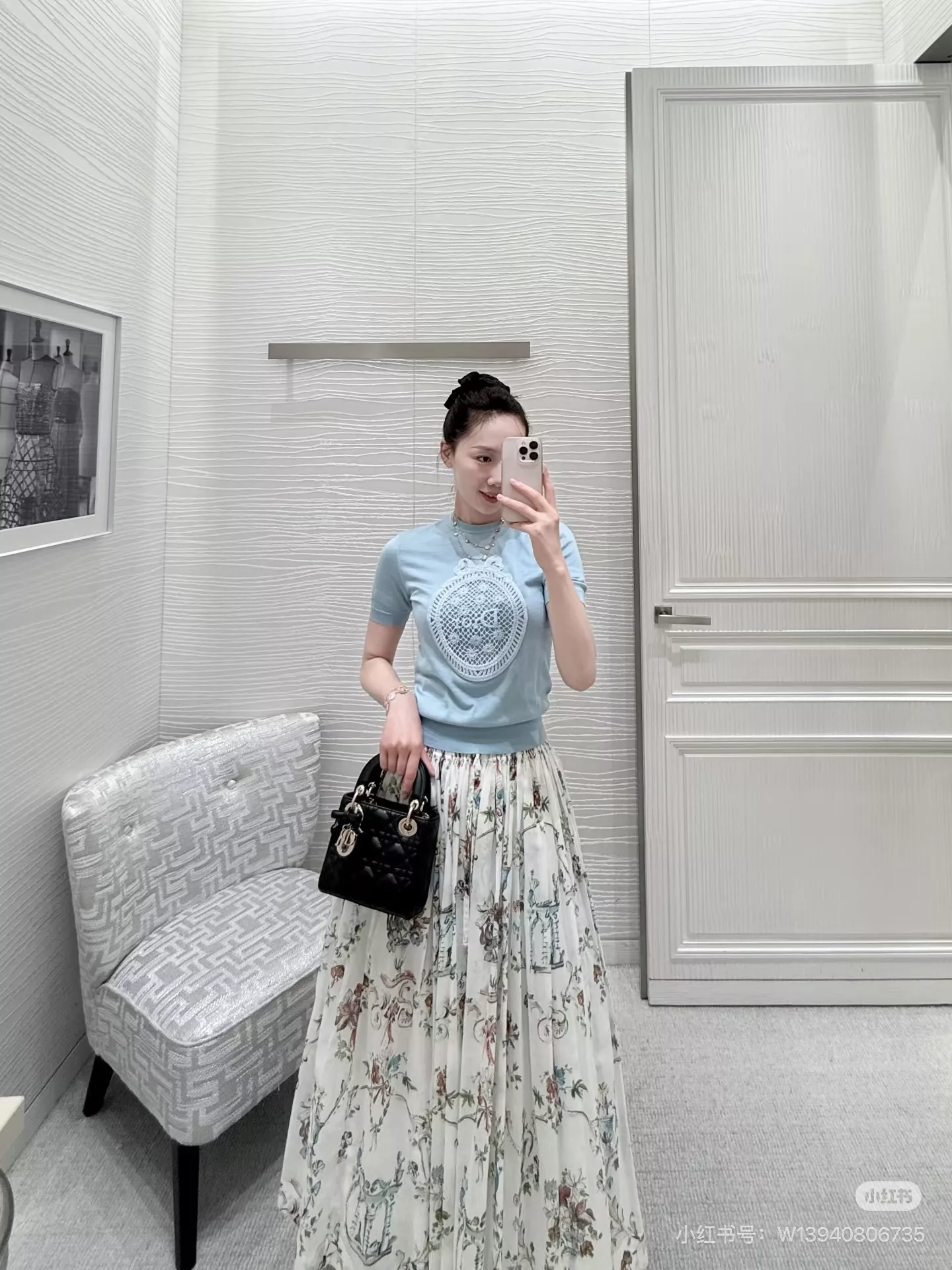 디올 플라워 프린트 플리츠 롱 스커트 상세 이미지 29