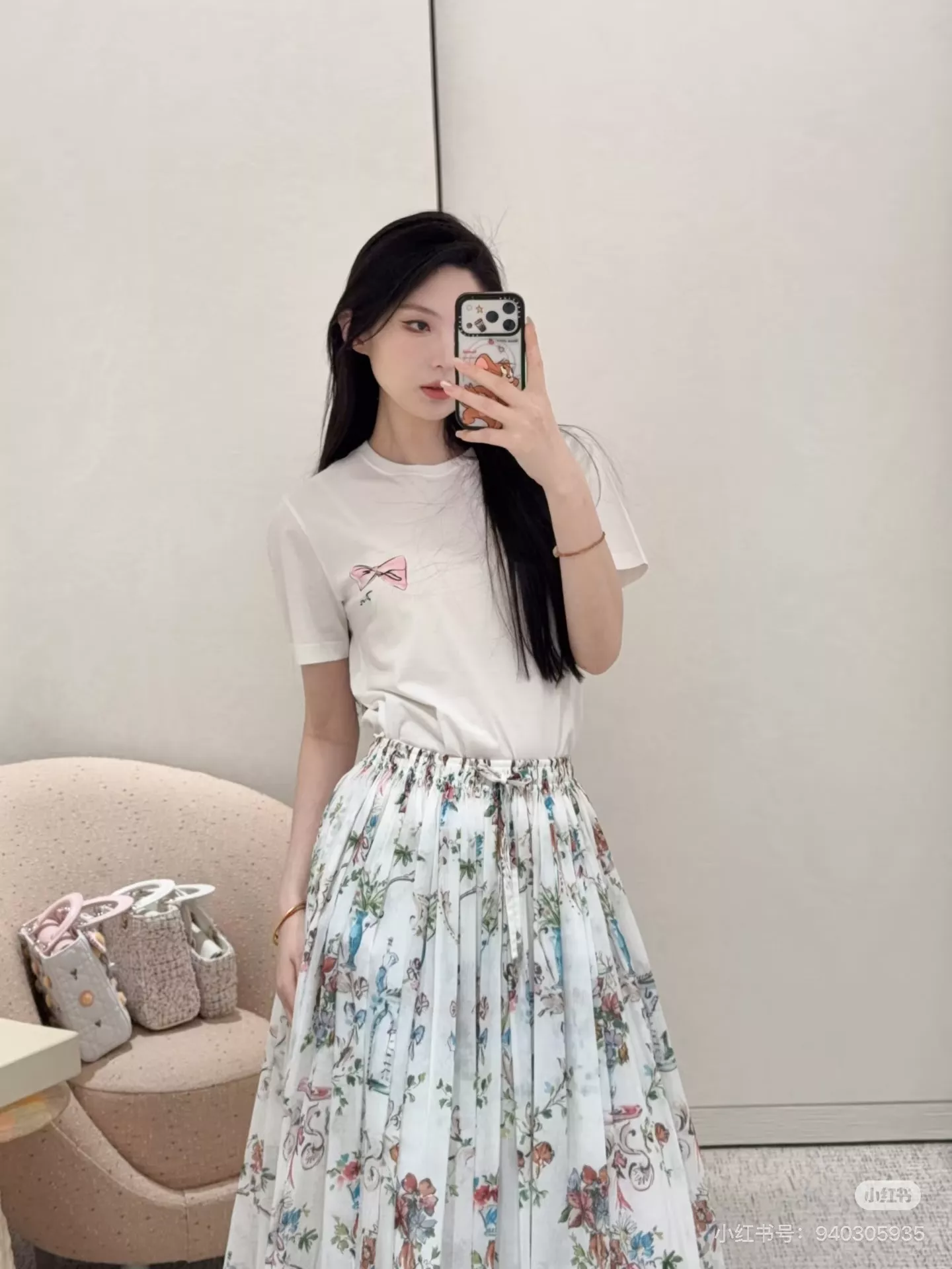 디올 플라워 프린트 플리츠 롱 스커트 상세 이미지 19