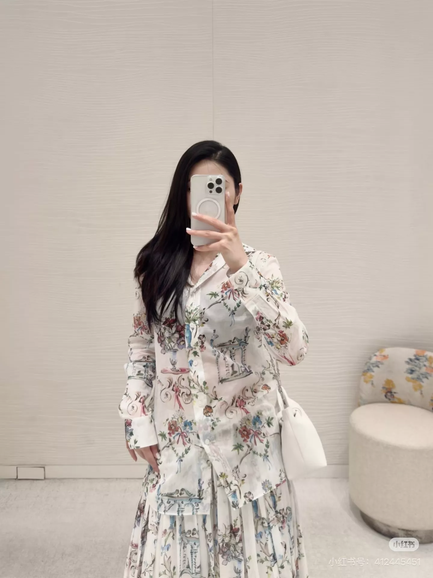 디올 플라워 프린트 플리츠 롱 스커트 상세 이미지 26