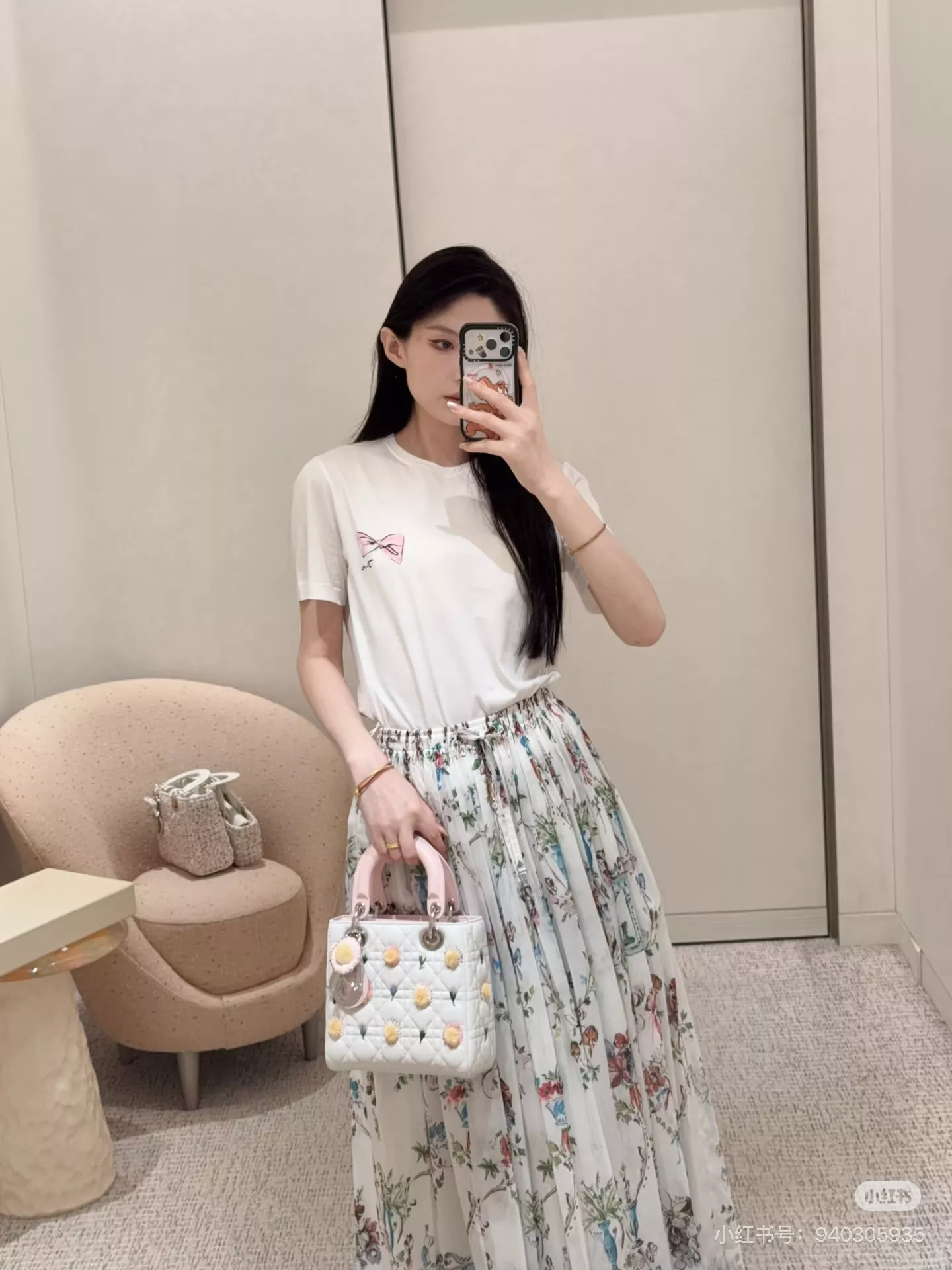 디올 플라워 프린트 플리츠 롱 스커트 상세 이미지 22