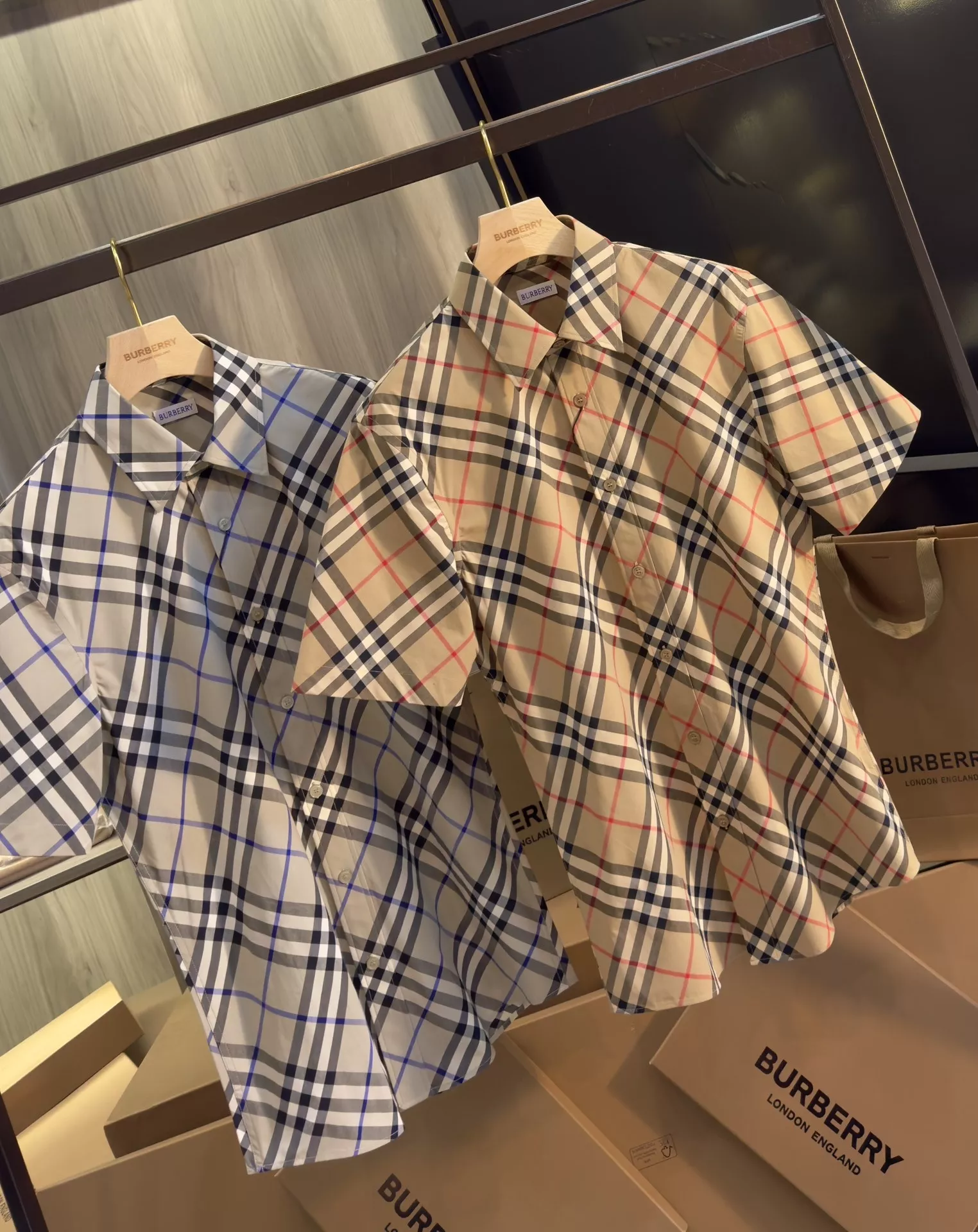 버버리 빈티지 체크 코튼 반소매 셔츠 상세 이미지 1