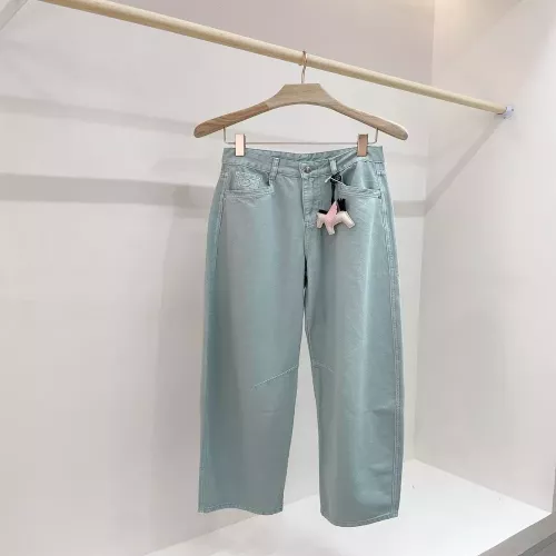에르메스 여성용 분할 와이드 데님 팬츠
