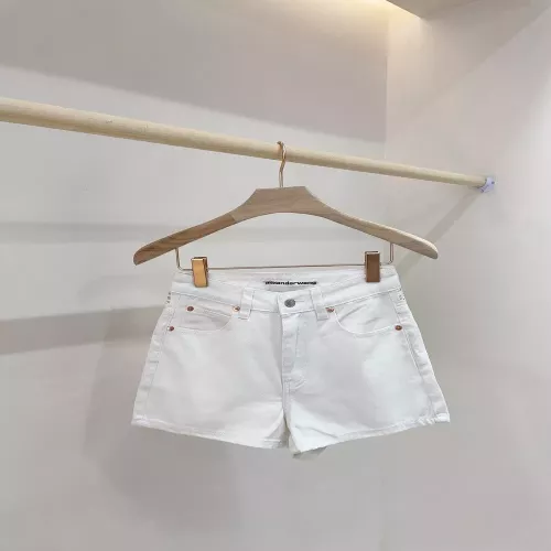 알렉산더왕 하이웨이스트 로고 컷아웃 데님 쇼츠