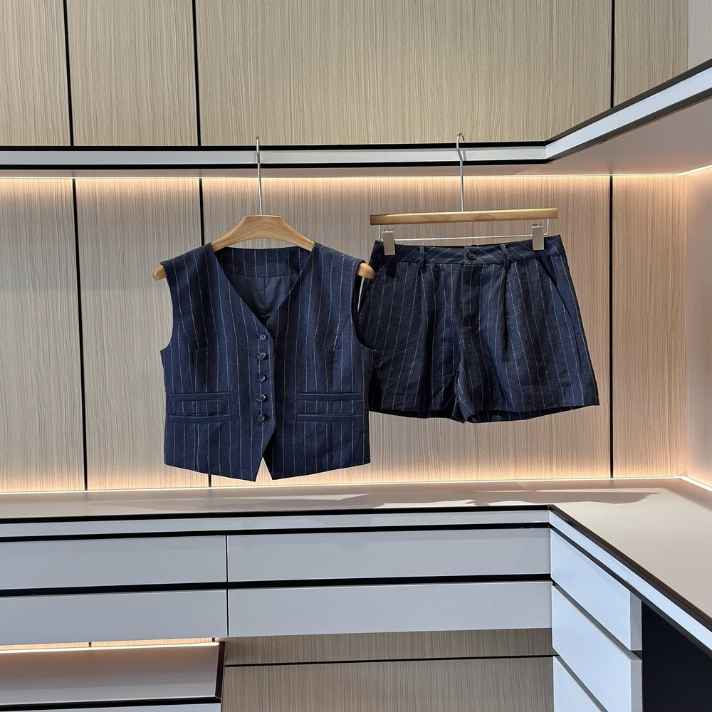 더로우 여성 린넨 베스트 쇼츠 세트