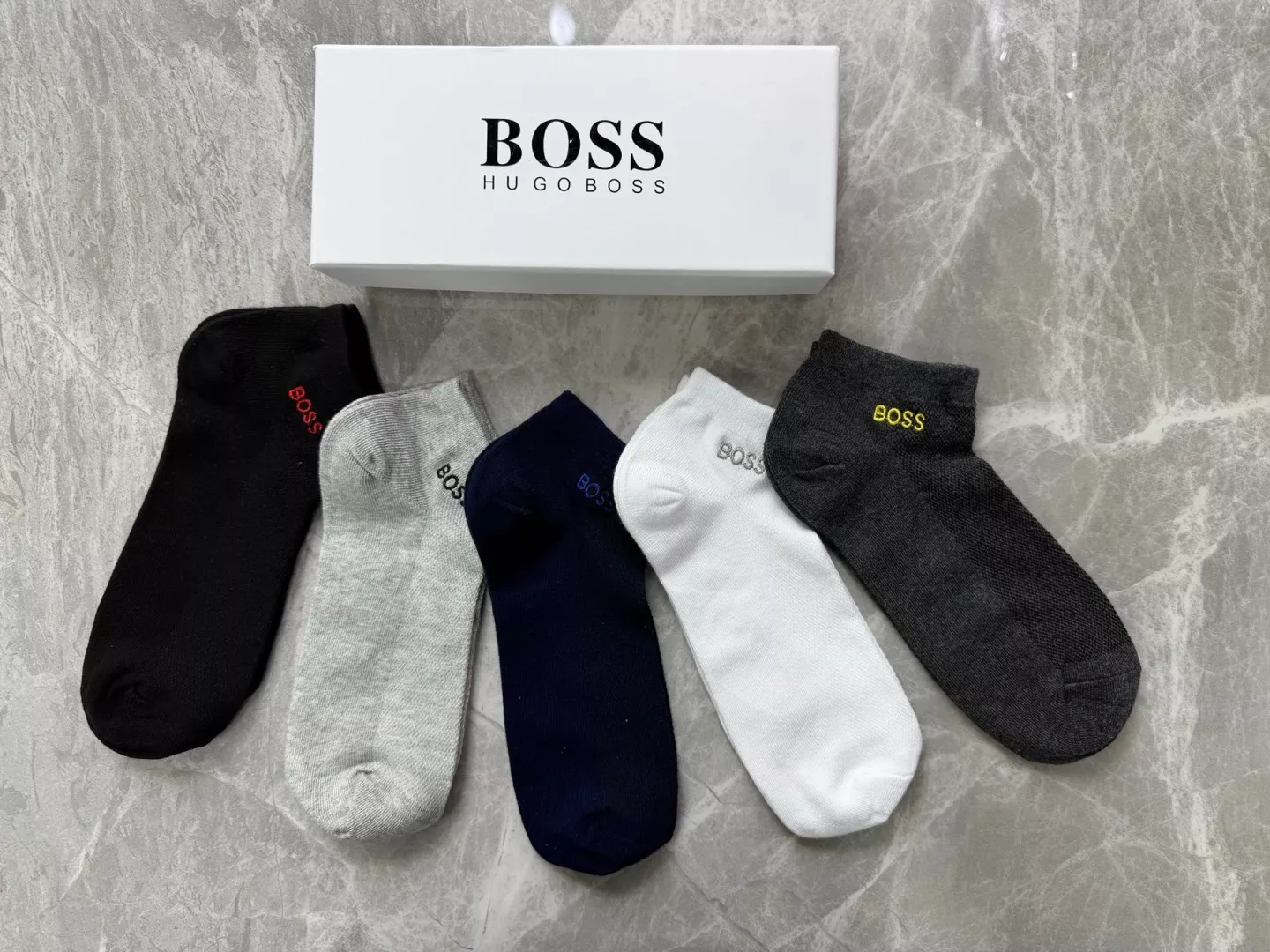 보스 자수 포인트 중단 길이 장목 양말 세트 상세 이미지 1