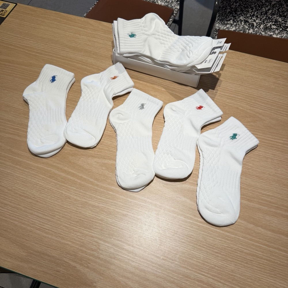 랄프로렌 폴로 자수 로고 코튼 단목 양말 세트