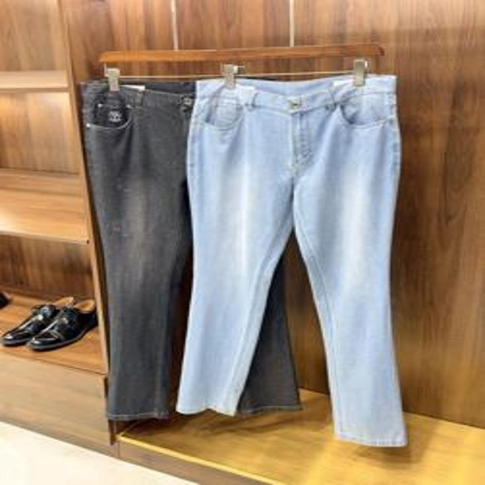 브루넬로쿠치넬리 헤비 워싱 빈티지 자수 로고 데님 팬츠