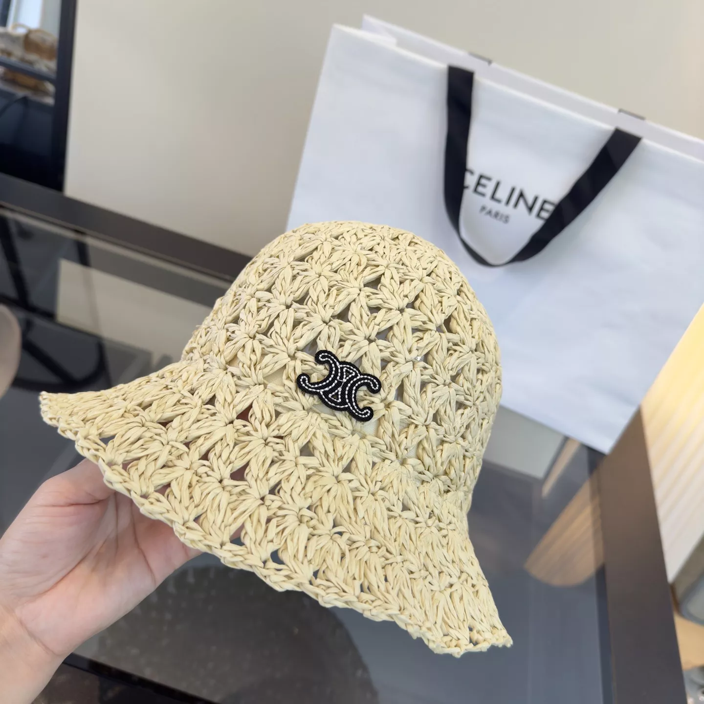 셀린느 펀칭 짜임 밀짚 썬햇 상세 이미지 7