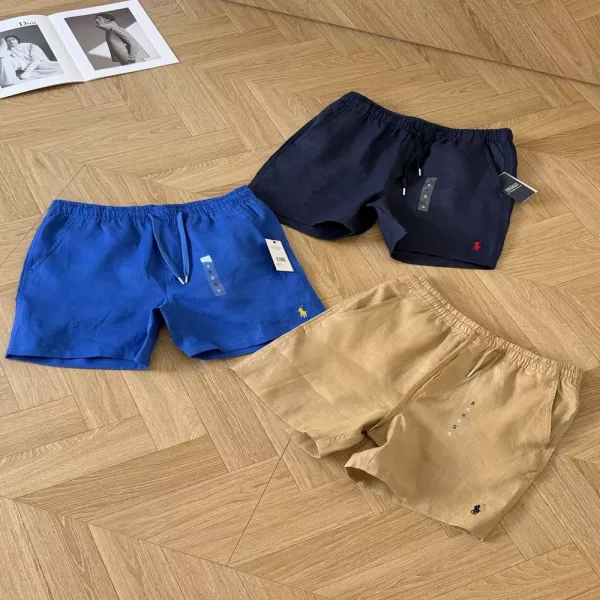 랄프로렌 린넨 로고 자수 드로스트링 캐주얼 쇼츠