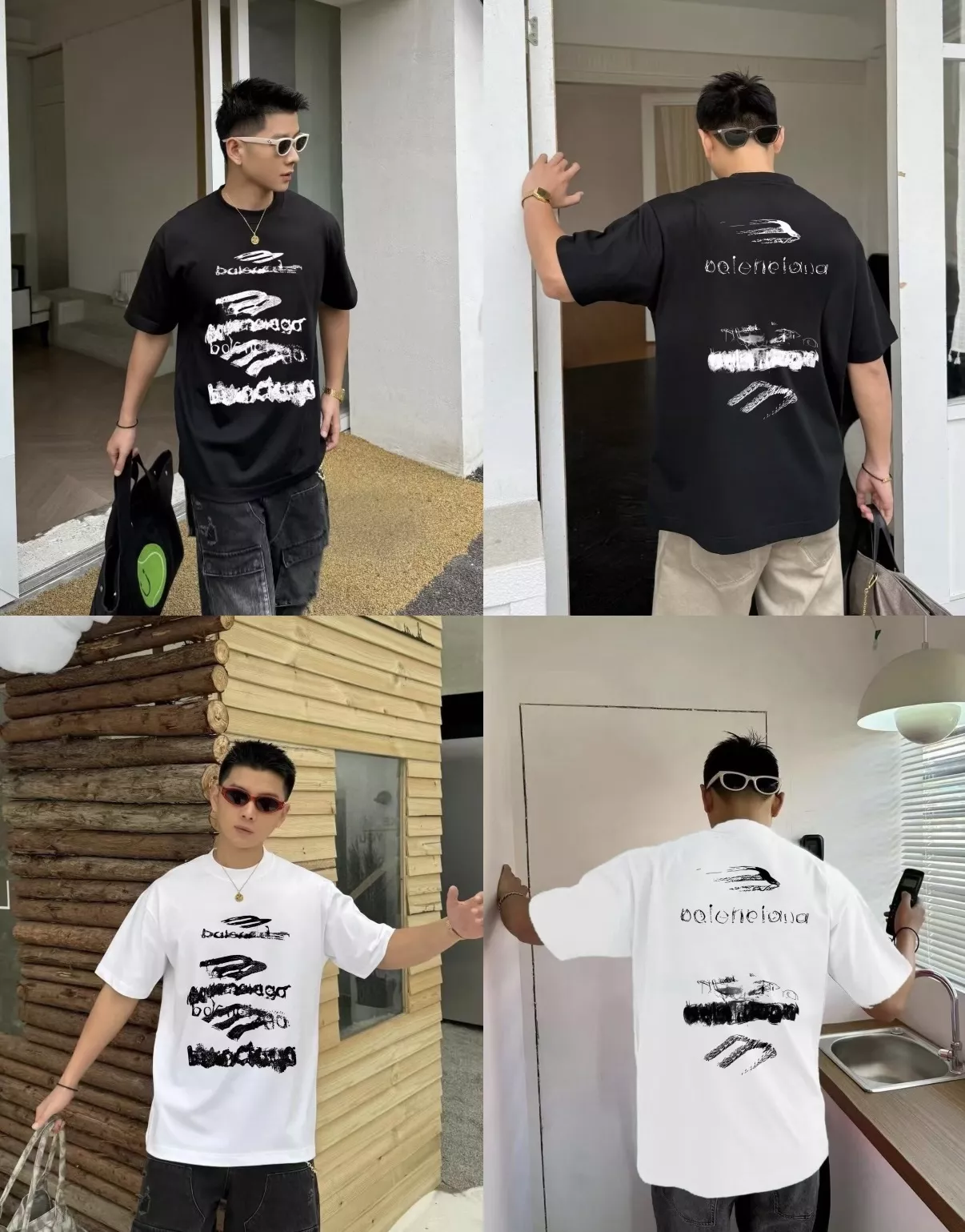 발렌시아가 워터잉크 핸드드로잉 그래피티 로고 루즈핏 반소매 티셔츠 상세 이미지 27