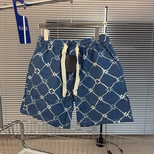 루이비통 워싱 프린트 와이드핏 데님 밴딩 반바지