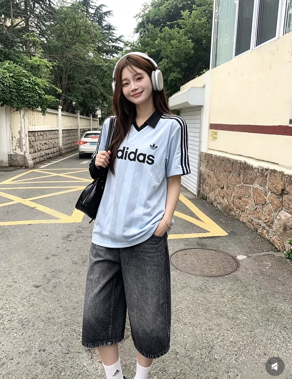 아디다스 복고 축구 유니폼 스타일 반소매 카라 티셔츠 상세 이미지 15