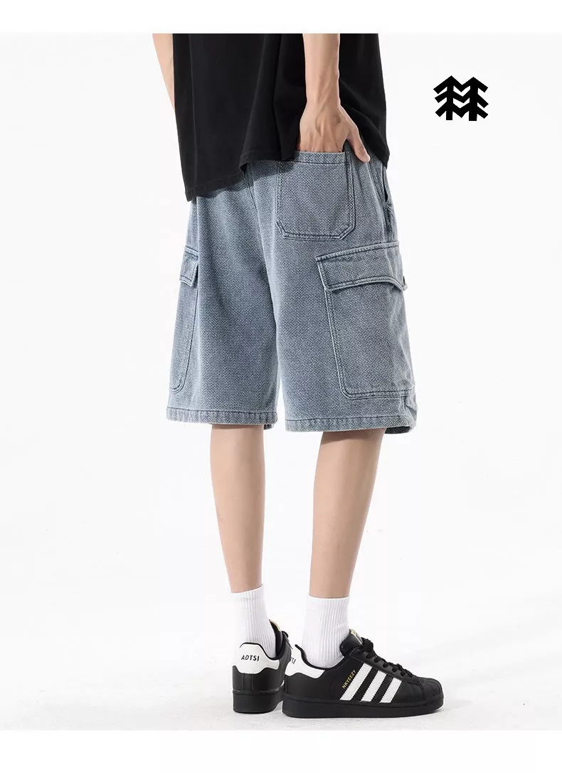 코오롱스포츠 빈티지 워싱 와이드 데님 5부 팬츠 상세 이미지 8