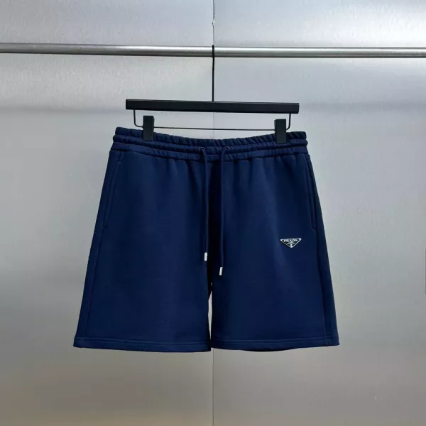프라다 클래식 삼각 메탈 로고 허리 스트링 하프 팬츠