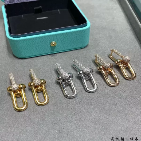 티파니앤코 더블 링 마제 버클 장식 이어링