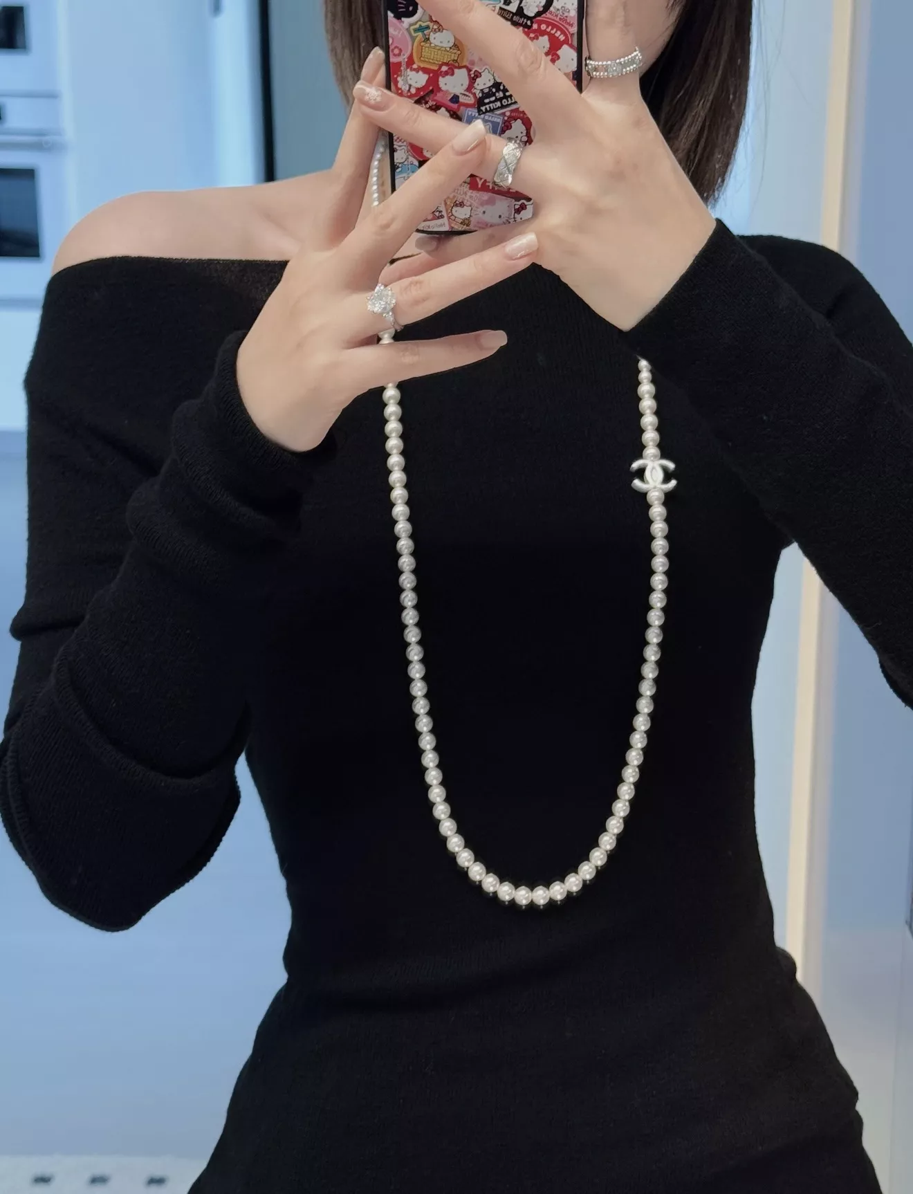 샤넬 더블 C 진주 롱체인 목걸이 상세 이미지 19