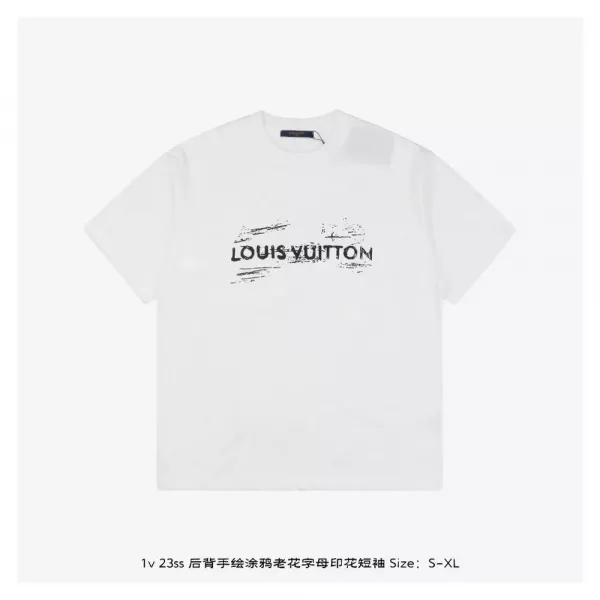 루이비통 그래피티 로고 프린트 라운드넥 반소매 티셔츠