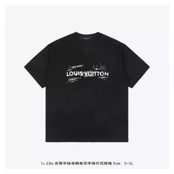 루이비통 그래피티 로고 프린트 라운드넥 반소매 티셔츠