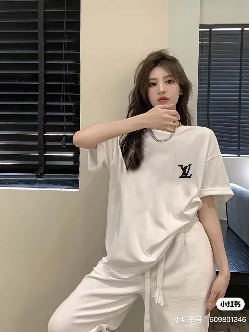 루이비통 클래식 로고 프린트 라운드넥 반소매 티셔츠 상세 이미지 5