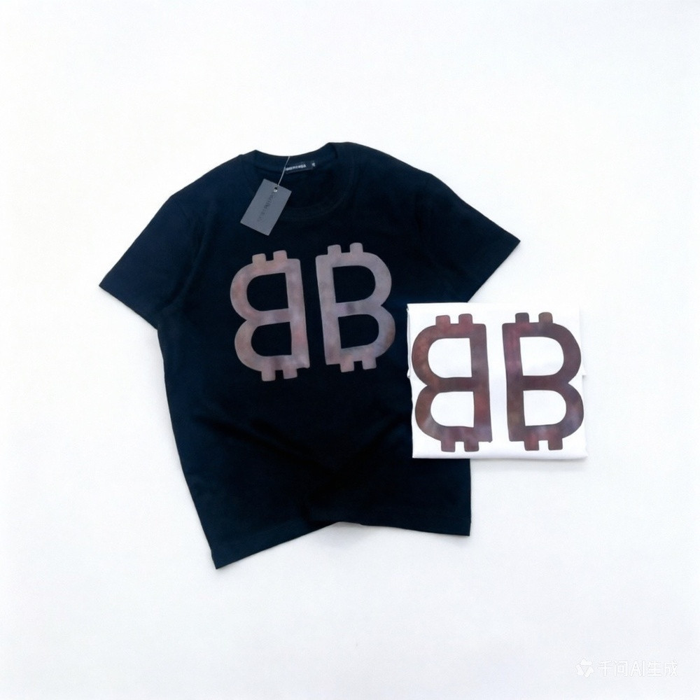 발렌시아가 BB 레터링 프린트 라운드넥 반소매 티셔츠