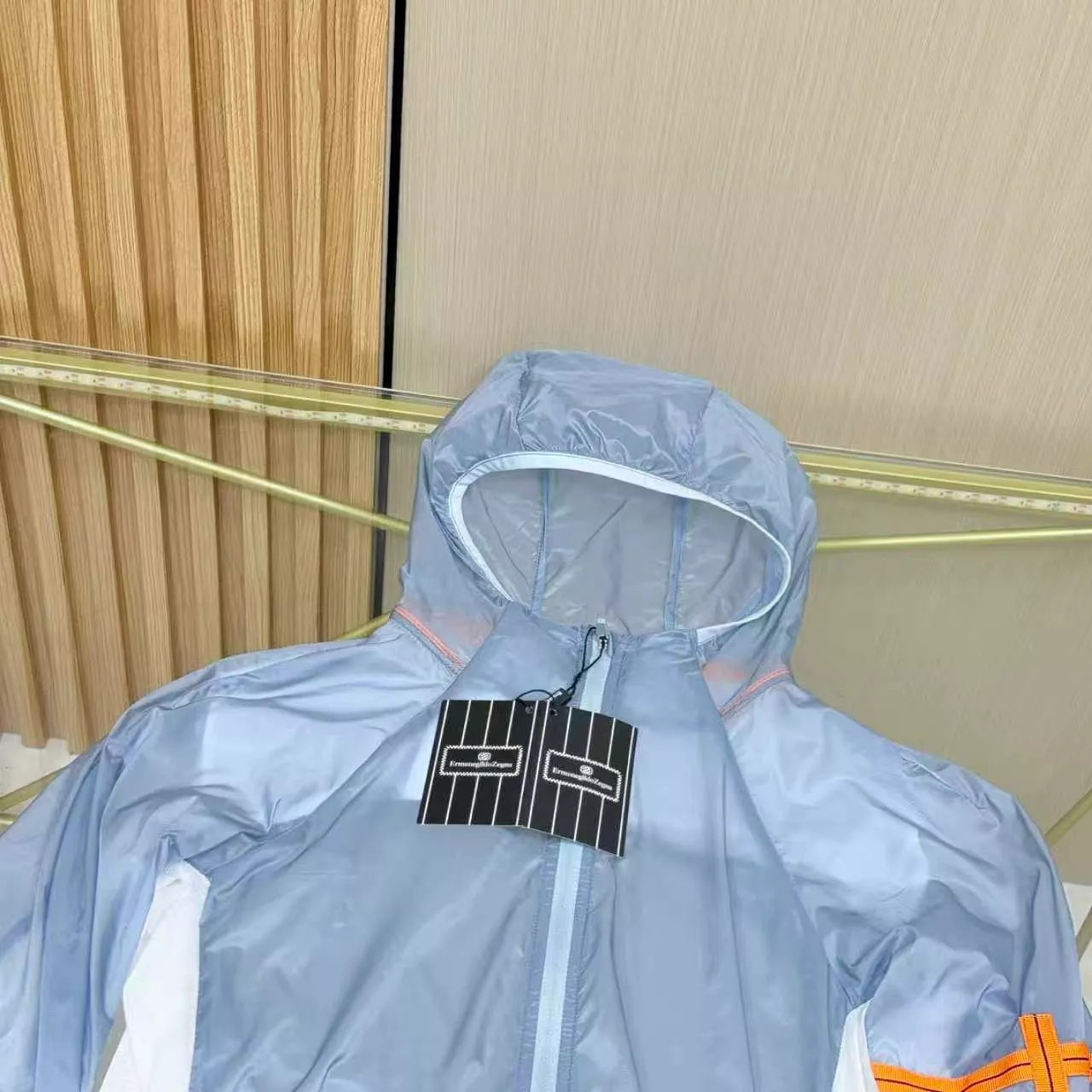 제냐 배색 경량 메쉬 후드 집업 재킷 상세 이미지 12