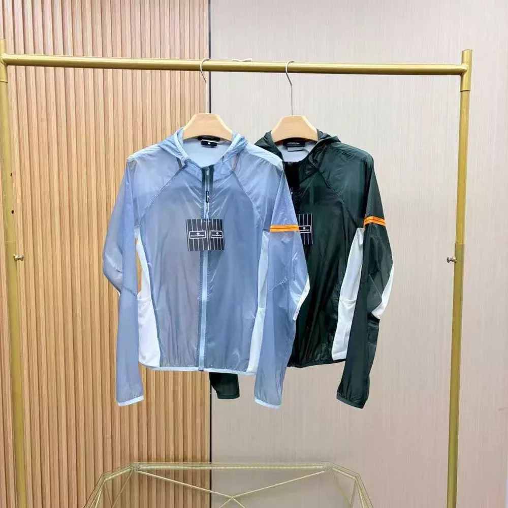 제냐 배색 경량 메쉬 후드 집업 재킷