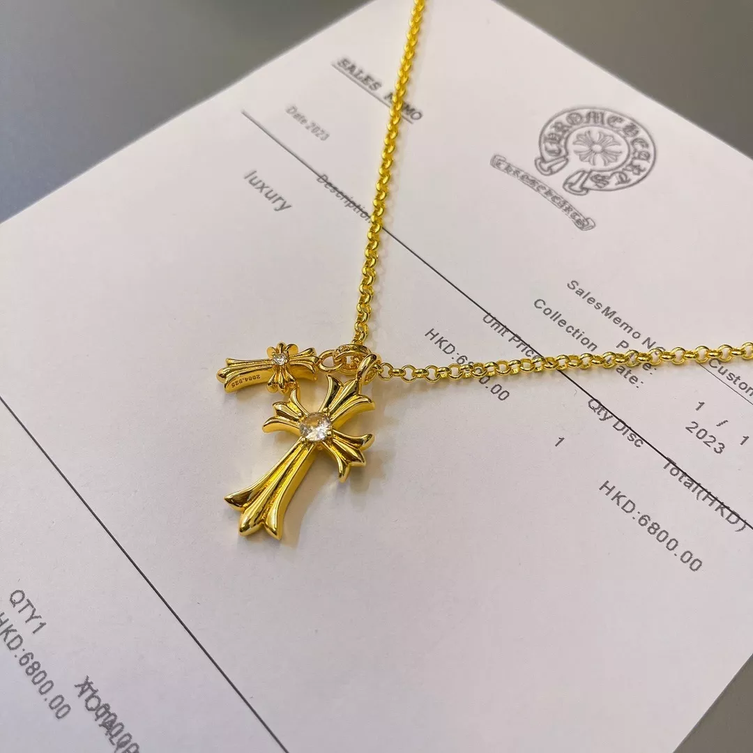 크롬하츠 골드톤 크로스 펜던트 체인 목걸이 상세 이미지 2