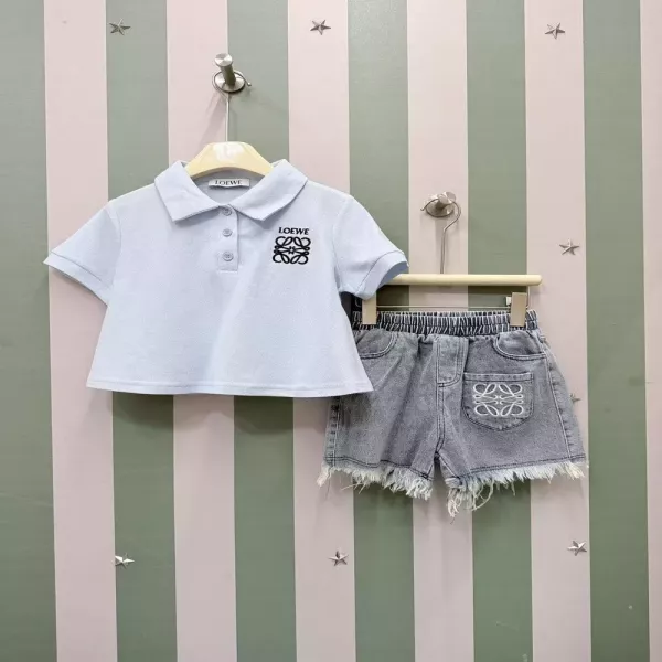 로에베 여아 반소매 상의와 반바지 투피스 세트
