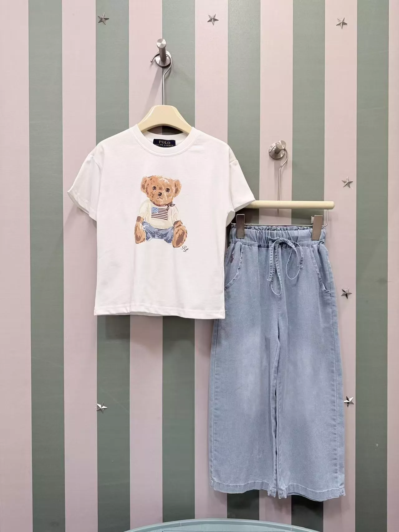 랄프로렌 아동 반소매 상의와 데님 롱팬츠 세트 상세 이미지 1