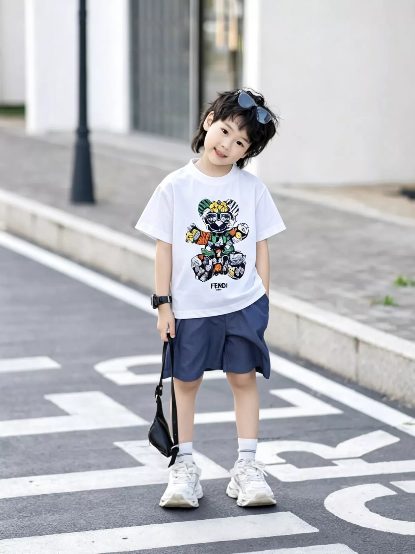 펜디 테디 베어 프린트 코튼 반소매 티셔츠 상세 이미지 20