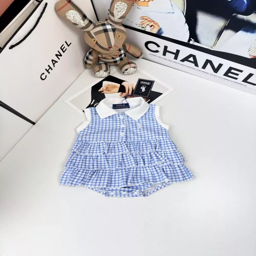 랄프로렌 유아용 체크 카라 바디수트