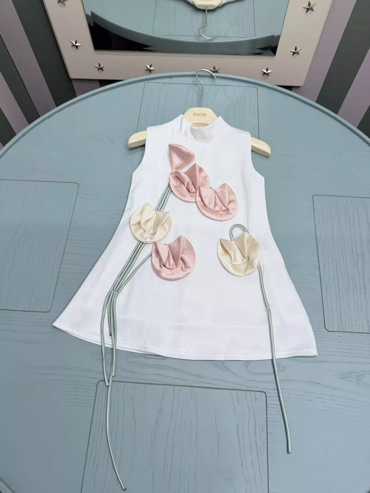 디올 자카드 민소매 원피스 상세 이미지 4