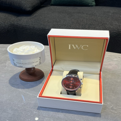 IWC샤프하우젠 파일럿 시리즈 문페이즈 오토매틱 가죽 스트랩 손목시계