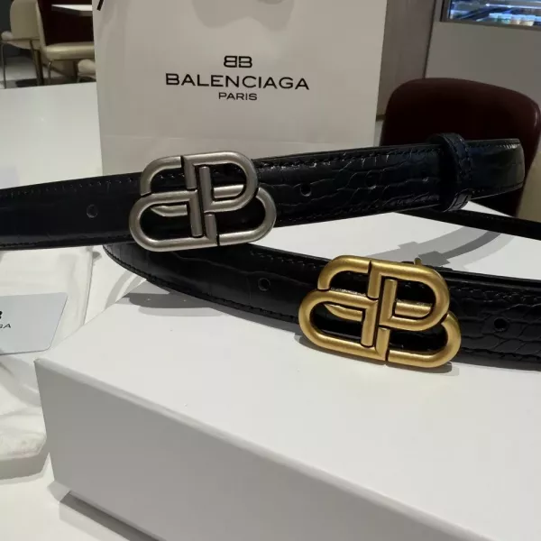 발렌시아가 BB 버클 가죽 벨트