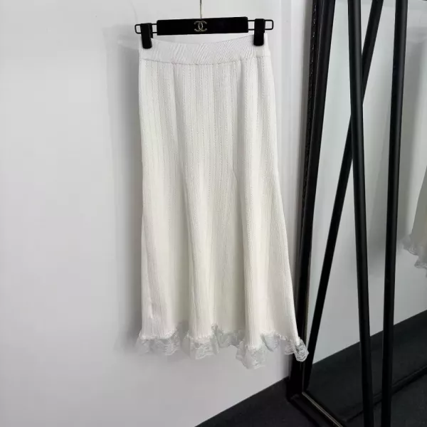 셀프포트레이트 레이스 배색 하이웨이스트 니트 스커트
