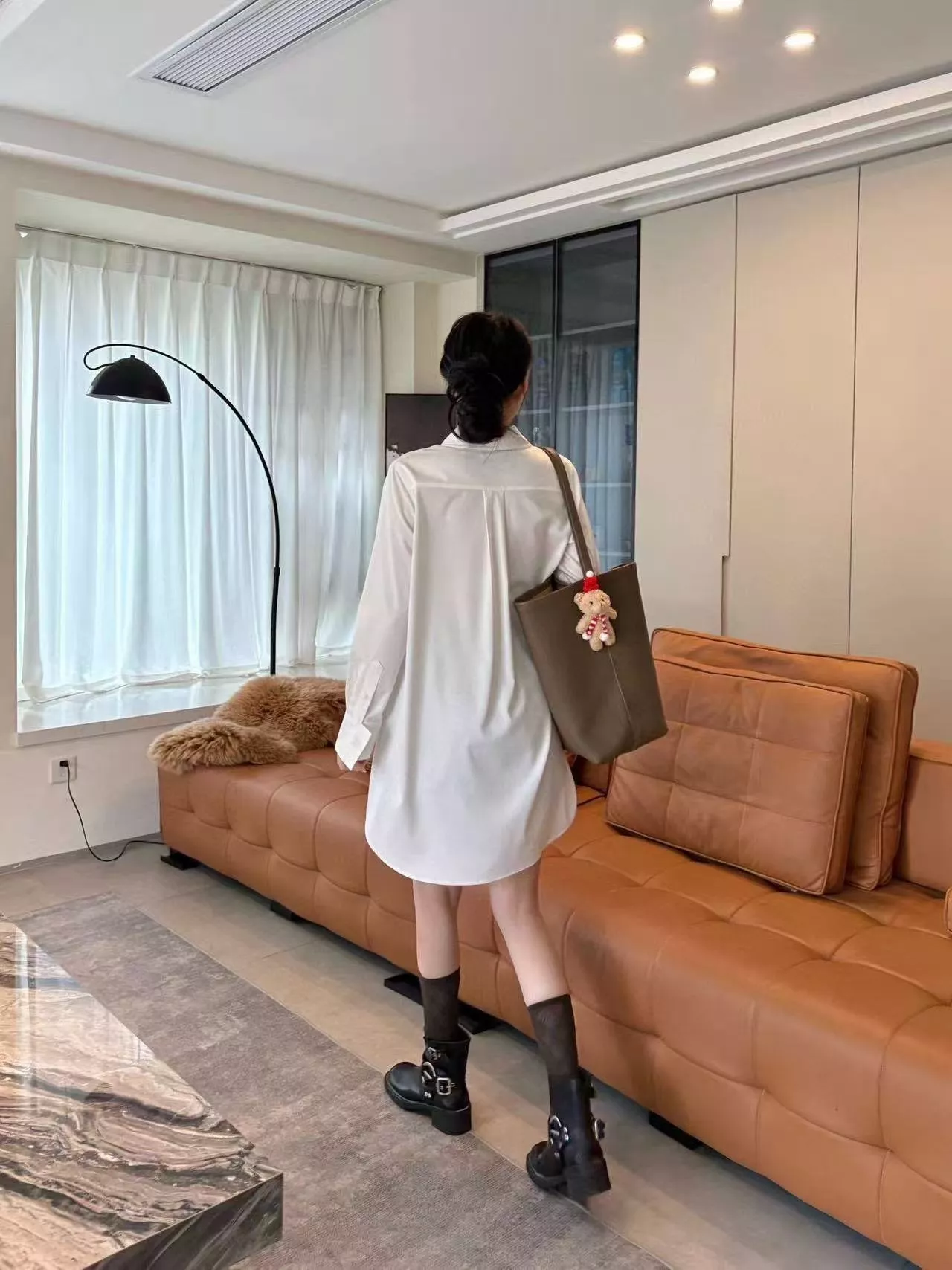 셀린느 마차 프린트 허리끈 긴소매 셔츠 원피스 상세 이미지 18