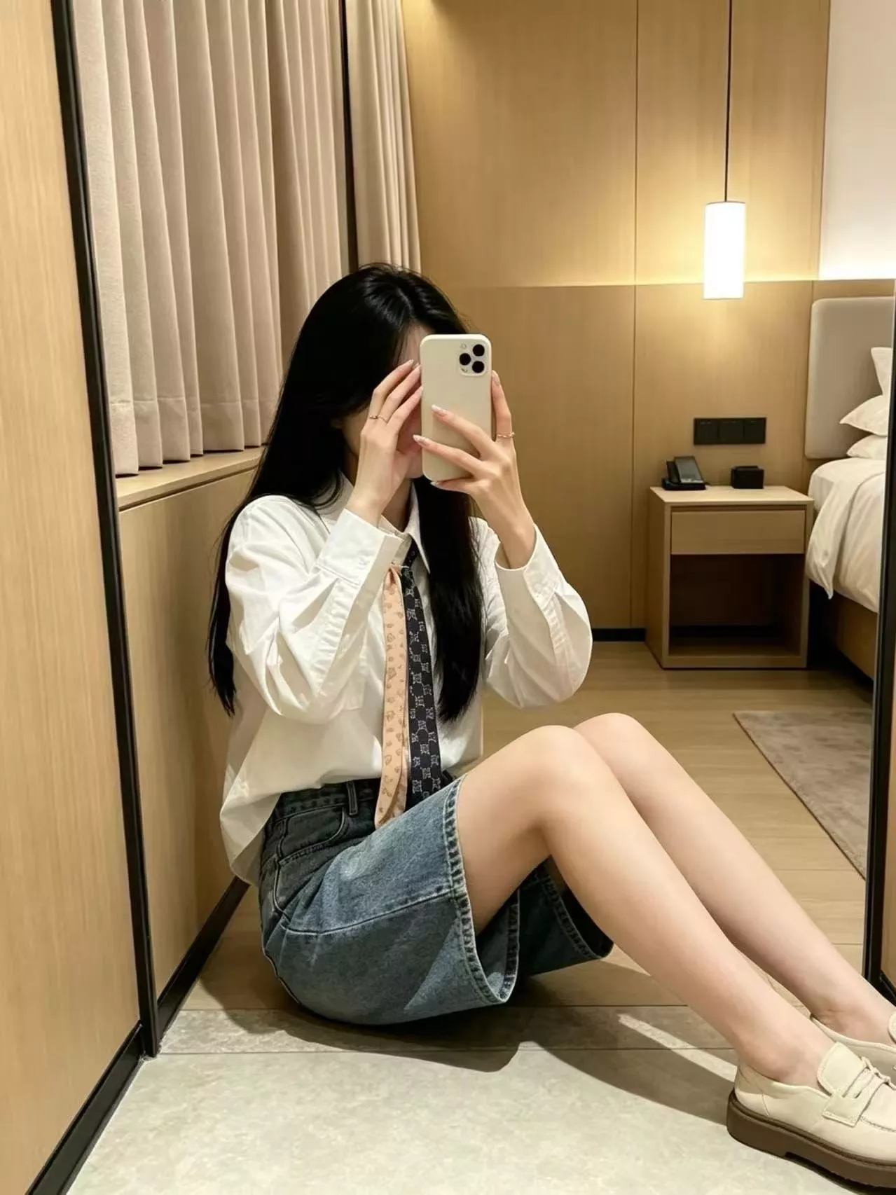 셀린느 로고 프린트 타이 장식 긴소매 셔츠 상세 이미지 17
