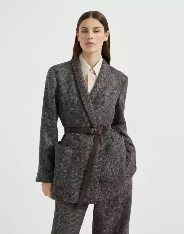 보테가베네타 브이넥 허리 라인 긴소매 정장 재킷 상세 이미지 10