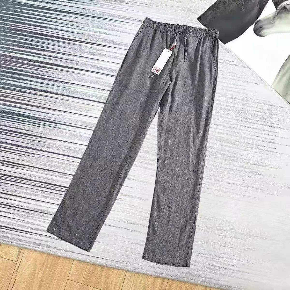 라코스테 린넨 소재 드로스트링 캐주얼 팬츠 상세 이미지 3