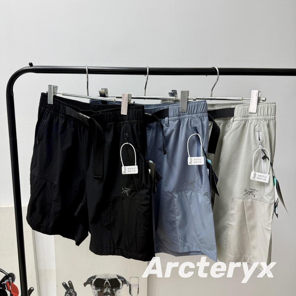 아크테릭스 아웃도어 멀티포켓 배색 밴딩 허리 속건 5부 팬츠