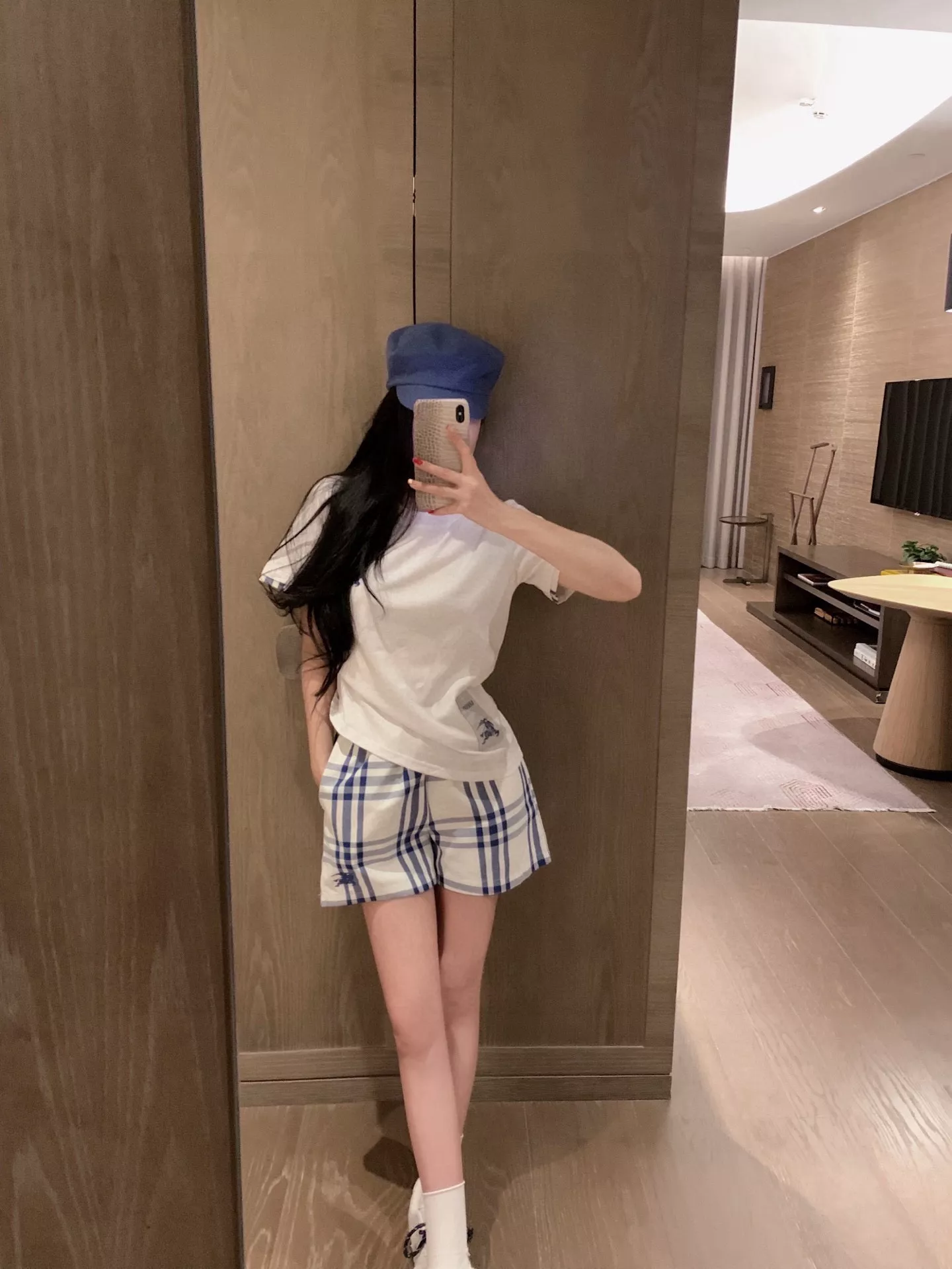 버버리 빈티지 브리티시 체크 반소매 티셔츠와 반바지 세트 상세 이미지 9