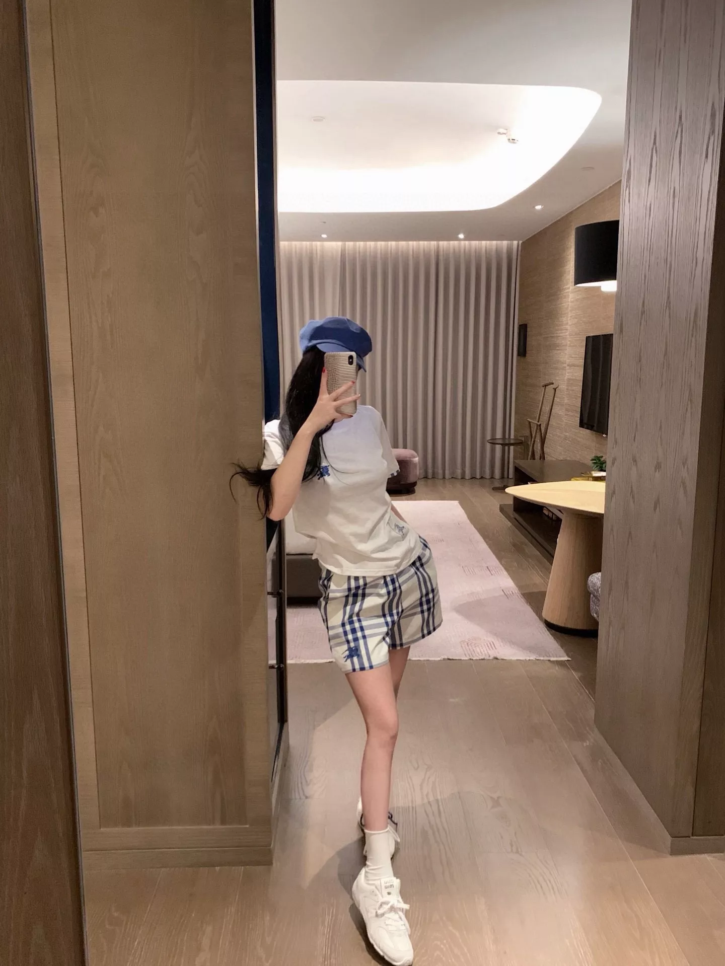 버버리 빈티지 브리티시 체크 반소매 티셔츠와 반바지 세트 상세 이미지 22