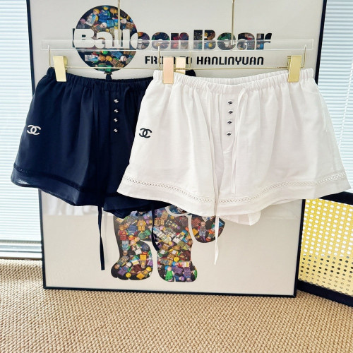 샤넬 프렌치 무드 린넨 드로스트링 쇼트 팬츠
