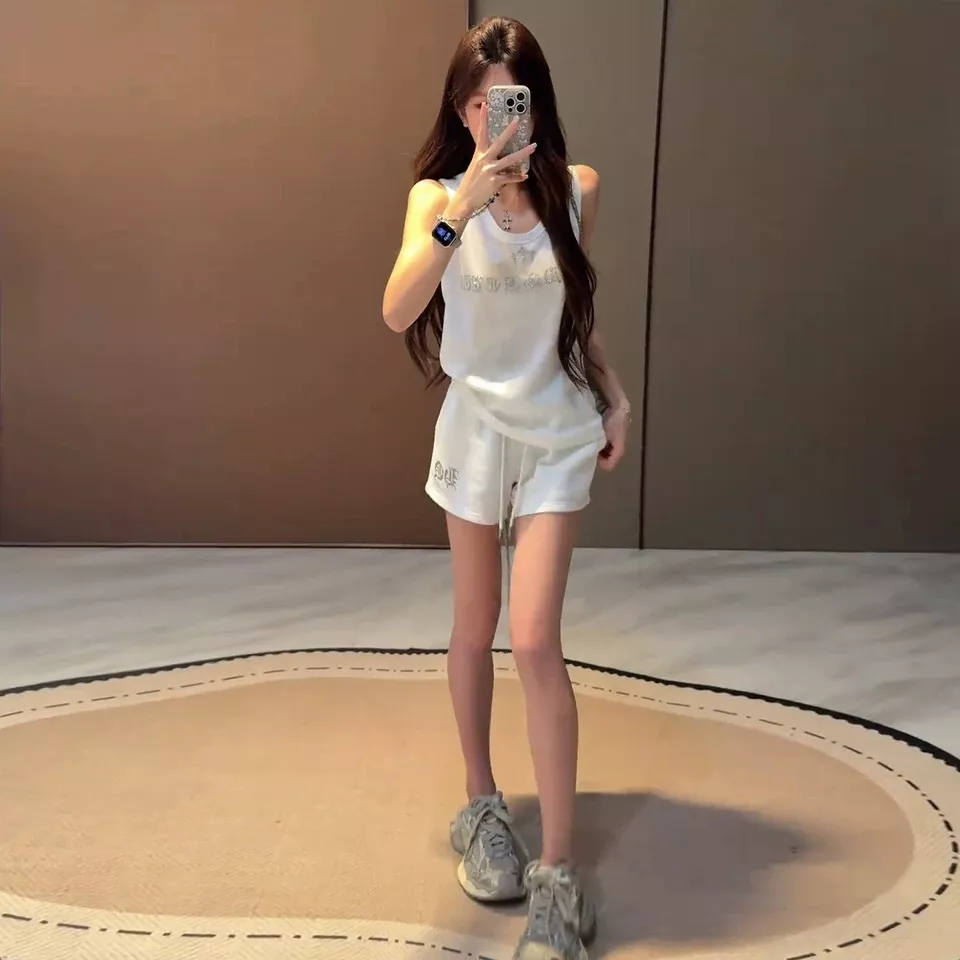 크롬하츠 핫픽스 장식 와플 민소매 상하의 세트 상세 이미지 25
