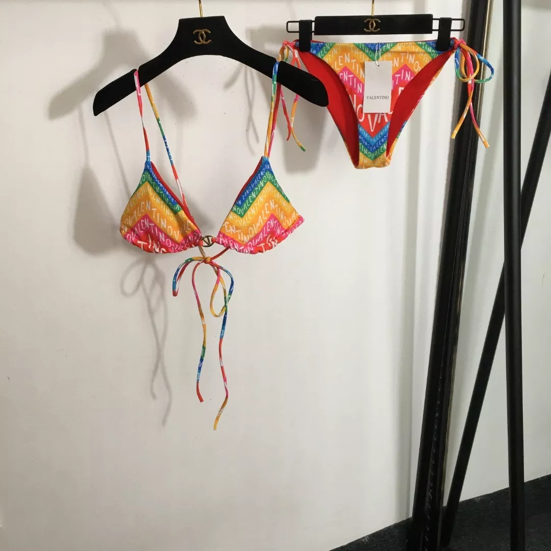 발렌티노 컬러 레터 프린트 분리형 비키니 수영복 세트 상세 이미지 1