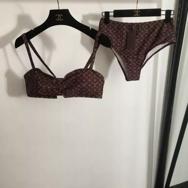 루이비통 로고 프린트 분리형 비키니 수영복 세트